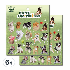 Petit Cute Dog Friends 貼紙 DA5440, 混合顏色, 6個