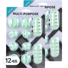 Beurrureikeu 桌面電線整理固定器組, 薄荷綠, 12套