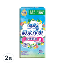 SOFY 蘇菲 Aile 艾柔 吸水淨爽秒吸乾爽 女性用輕微漏尿棉墊, 輕薄微量型(19cm), 28片, 2包