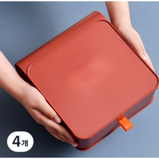 桌上型抽屜收納化妝臺文具多用途保管盒, 紅色, 4個