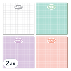 D805彩色格子便條紙 記事本 4種組, 白色，薄荷色，紫色，桃色, 2套