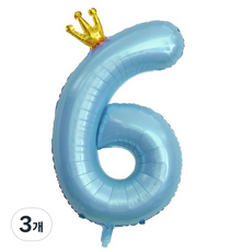 Isabelle Home 生日派對皇冠數字氣球 6 超大型, 3個, 藍色