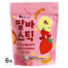 또또맘 딸바스틱 현미과자, 25g, 6개, 혼합맛(딸기/바나나)