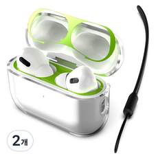 GOOSPERY AirPods Pro 2 透明果凍保護殼 + 防鐵粉貼紙 + 掛繩隨機出貨組合, 透明(保護殼), 隨機出貨(貼紙), 單一商品