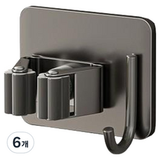 CELLIVING 浴室無痕不鏽鋼 2合1 掛勾拖把架置物架, 灰色, 6個