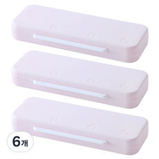 마켓감성 오리무늬 사각 이단 필통, 핑크, 6개