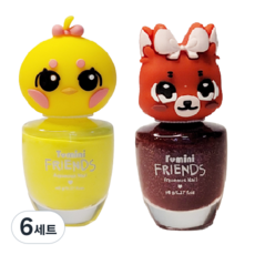 투미니 어린이 프렌즈 수성 네일 8ml x 2종 세트, 레몬옐로우(병아리) + 트윙클레드(여우), 6세트
