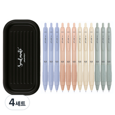 자바펜 제트라인 비즈 빈티지 볼펜 0.7mm 4종 x 3p + 소울메이트 펜트레이 세트, 블루, 올리브, 피치, 옐로우(볼펜), 블랙(펜트레이), 4세트