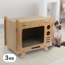 캣스튜디오 고양이 숨숨집 TV하우스 JH-2 + 캣닙 1g, 3세트