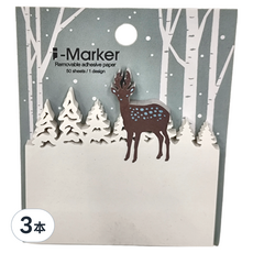 知音文創 i-Marker 動物沖孔便利貼, 3本, 鹿, 50入
