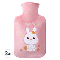 LIFEPOP 卡通超細纖維保冷保溫熱水袋 粉紅兔 1000ml, 3個