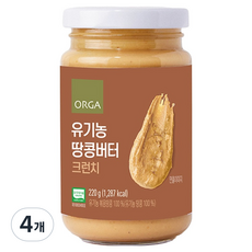올가홀푸드 유기농 땅콩버터 크런치, 220g, 4개
