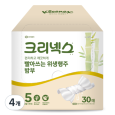 크리넥스 빨아쓰는 위생행주 밤부, 30개입, 4개