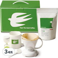 RullyCoffee Clever濾掛咖啡組, 3套, 咖啡豆500g+巧滴頭+1分鐘沙漏+量匙+咖啡濾紙+馬克杯350ml