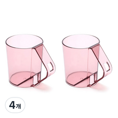맥라이프 욕실 거꾸로 칫솔 꽂이 양치컵, 핑크투명, 4개