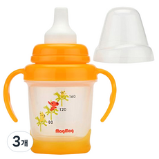 더블하트 마그마그 프리미엄 스파우트컵 200ml, 주황색, 3개