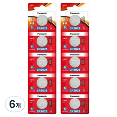 파나소닉 리튬 코인 파워세이프티패키지 건전지 CR2025, 5개입, 6개