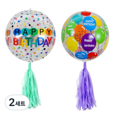 Mii Mii Party 生日派對氣球流蘇2件組 快樂氣球 + 派對拉炮, 薄荷綠, 薰衣草紫(流蘇), 2套