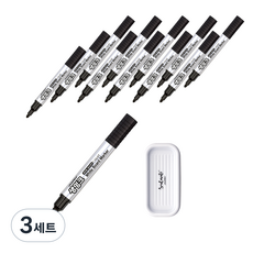 JAVAPEN 液體白板筆 12入+筆盤 隨機出貨, 黑色, 3套
