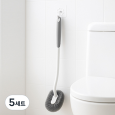 韓國 With US Perfect Clean角落型廁所馬桶清潔刷 + 掛鉤架組, 灰色, 5套