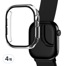 요거 애플워치 풀커버 액정보호필름 강화유리 케이스, 투명, 4개