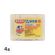 菲力家族 螺旋彩妝棉花棒 SGS檢驗合格 無螢光劑, 200支, 4盒