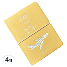 PLEPIC 護照套旅行筆記本, 4個, 黃色