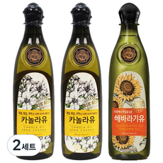 백설 카놀라유 2p + 해바라기유, 900ml, 2세트