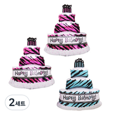 PARTY 09 大型3層蛋糕氣球 藍色 + 粉紅色 2入組, 2套, 混合顏色