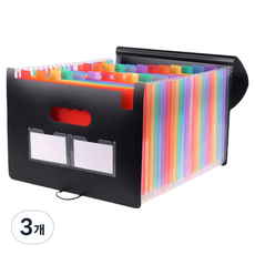 모디안 접이식 덮개형 아코디언 서류 파일 정리함 25칸, 혼합색상, 3개