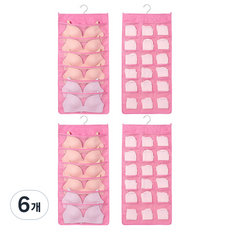 씨로이 옷걸이형 양면수납함 24칸 1세트, 핑크, 6개