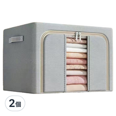 小麥購物 大容量透明大視窗衣物棉被收納箱 L2392 100L, 2個, 灰色