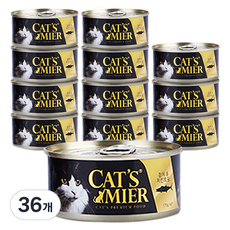 캣츠미어 전연령용 참치와 치킨토핑 고양이 습식사료, 닭+참치, 170g, 36개