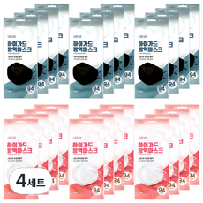 아텍스 아이러브에어 하이가드 방역 황사마스크 대형 KF94 블랙 12p + 화이트 12p, 4세트