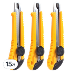 다다 잠금식 커터칼 XF-233 18mm, 옐로우, 15개