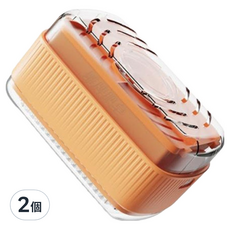 葉子小舖 肥皂起泡盒洗衣刷, 粉橘, 2個