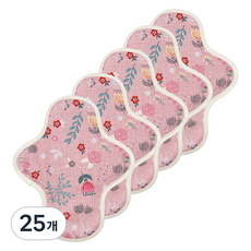 eechae 花朵圖案一體式棉質衛生棉 粉紅錦鯉, 25個, 1入, 小型