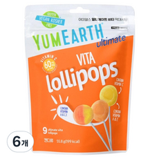 YUMEARTH 終極維他命棒棒糖, 檸檬,柳橙,芒果, 6個, 55.8g