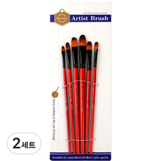 시토닉 수채화 아크릴 붓 세트 둥근붓 레드, 2세트, 6종