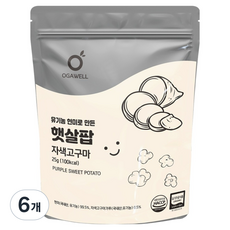 오가웰 유기농 현미로 만든 햇살팝, 자색고구마, 25g, 6개