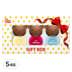 NBBEBE 兒童指甲油 3種禮盒組, 奶油檸檬色 + 亮粉色 + 奶油藍色, 5組