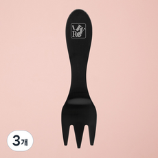 쿡코 스텐304 디저트 커트러리 포크, 블랙, 3개