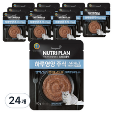 동원뉴트리플랜 어덜트 고양이 하루영양 주식파우치 고등어, 참치+고등어, 80g, 24개