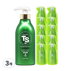 TS 골드플러스 티에스 샴푸 500g + 여행용 파우치 10p 세트, 3개