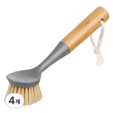 미스터시가 건조 걸이 고리 포함 다용도 대나무 뱀부 우드 세척 솔 23cm, 그레이, 4개