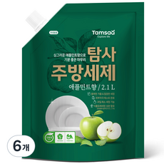 Tamsaa 環保廚房洗潔精 蘋果薄荷香, 6個, 2.1L