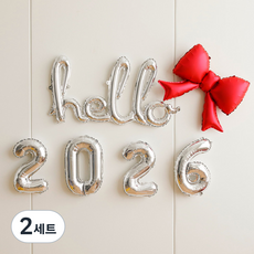피앤비유니티 헬러우 리본 풍선세트, 08 실버 + 레드, 2세트