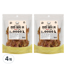 펫러닝 강아지 천연 돼지 귀 슬라이스 타입 육포, 4개, 120g