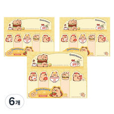 E Home Baking 水豚自黏便條紙 混合款 90p, 6個, 淺色, 1入