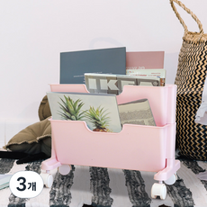 BONOHOUSE 基本款推車式收納架 2層, 時尚粉, 3個